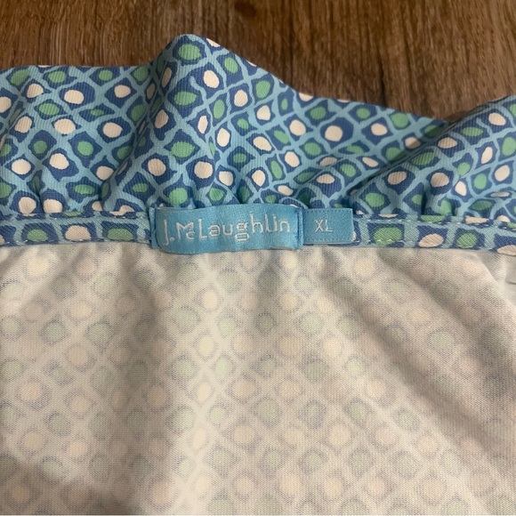 J. McLaughlin Durham Top Women’s Sz XL Blue Catalina Cloth Ruffle 3/4 Sleeve - Picture 4 of 8